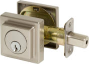 Contemporary Collection Square Single Cylinder Deadbolt Satin Nickel Contemporary Collection Square Single Cylinder Deadbolt Satin Nickel